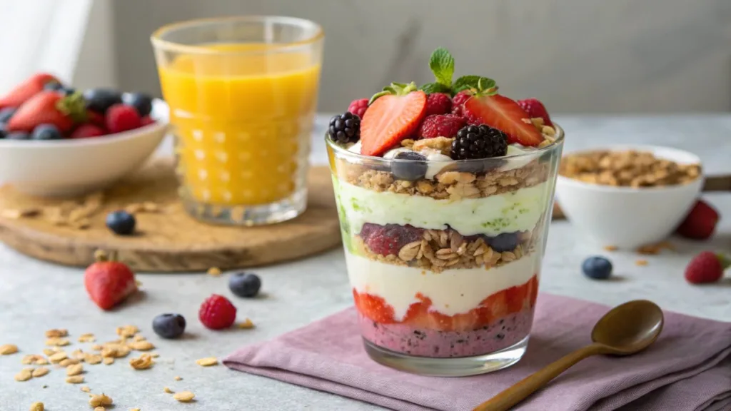 Parfait with granola and fruit