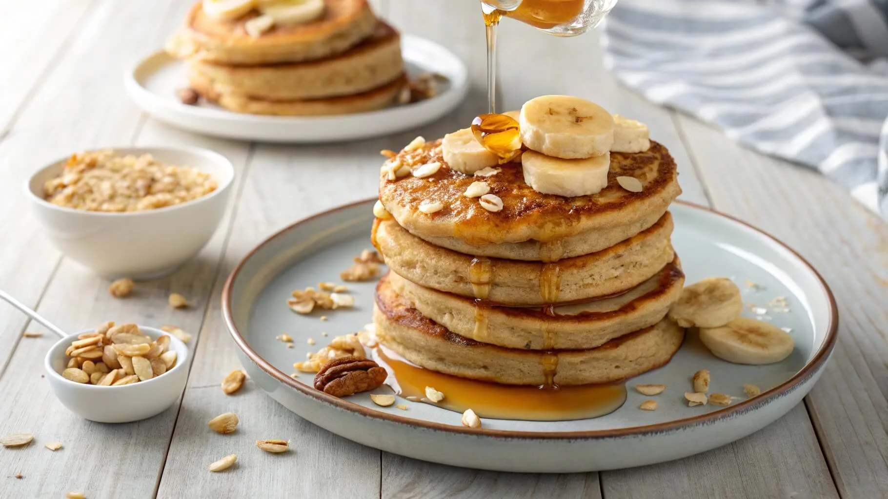fluffy banana pancakes made with almond flour