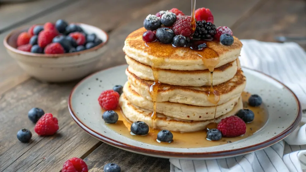 Gluten-free sourdough pancakes with berries