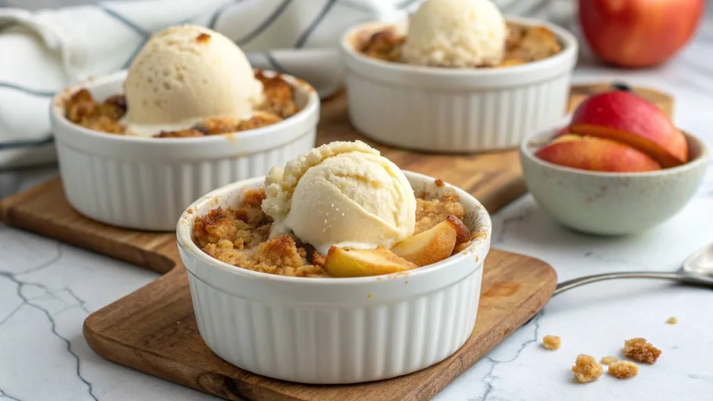 Sourdough apple crumble with vanilla ice cream - sourdough dessert recipes