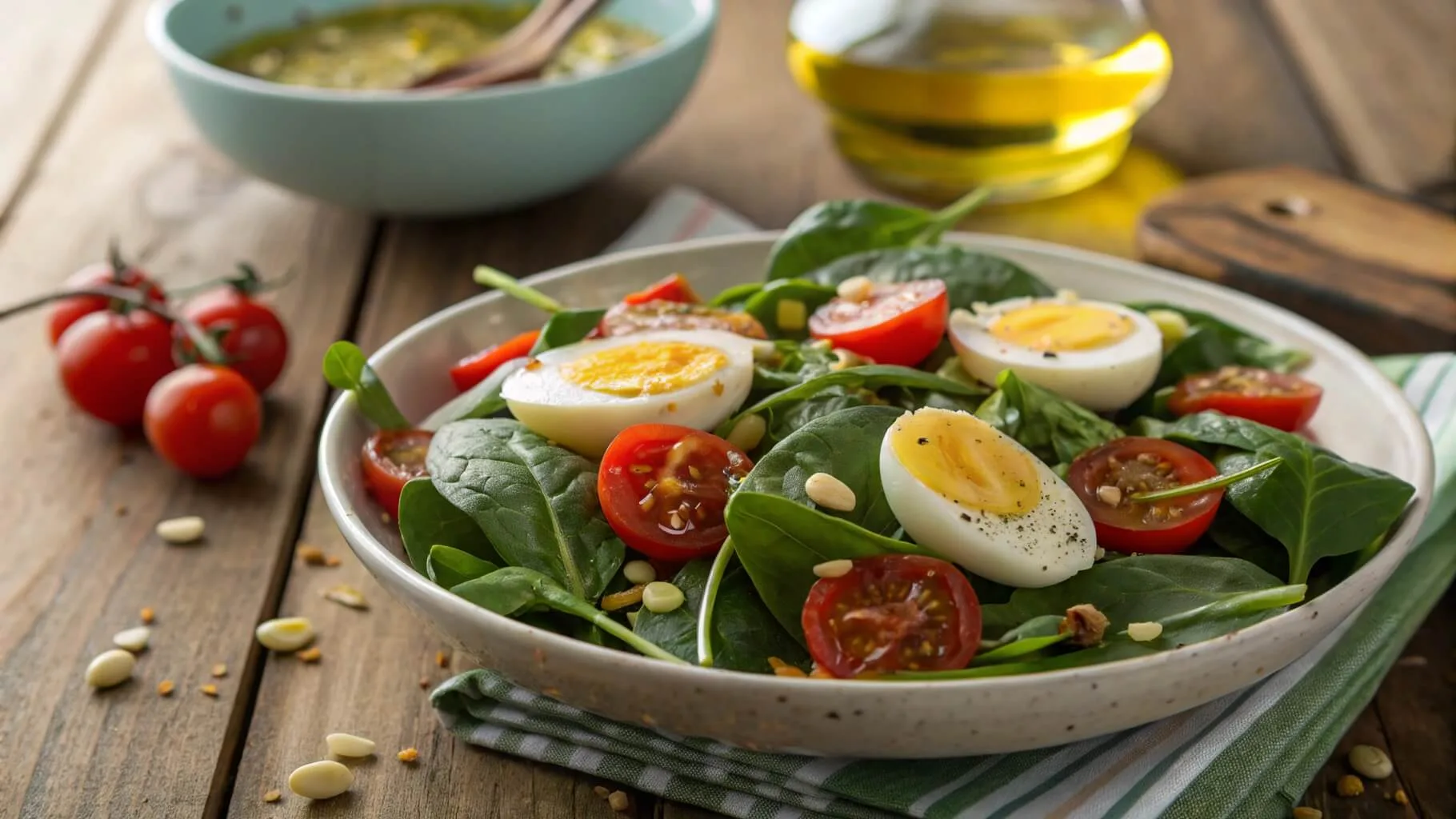 Spinach Salad with Boiled Eggs Recipe – A Healthy Dish